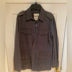 Mudd Women’s Gray Stud-Detail Military Jacket